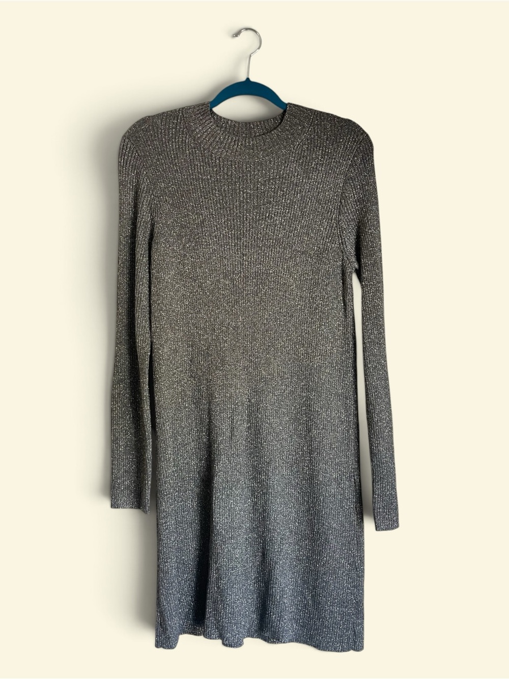Madewell Silver-Thread Ribbed Long-Sleeve Knit Dress